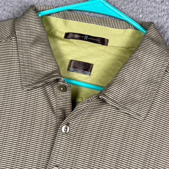 Tiger Wood Nike Fit Dry Long Sleeve Golf Polo Shirt Men's XL Earthy Striped - Picture 1 of 10